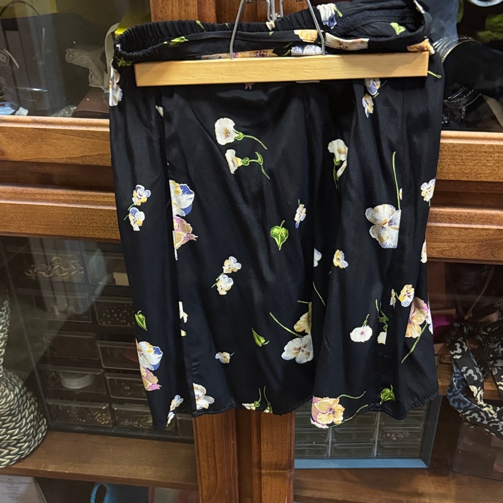 Clio Black Skirt with Floral Design